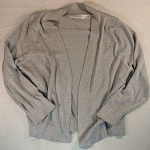 Contemporaine Simons Silver Glitter Cardigan Sweater Women Small S Lurex Grey